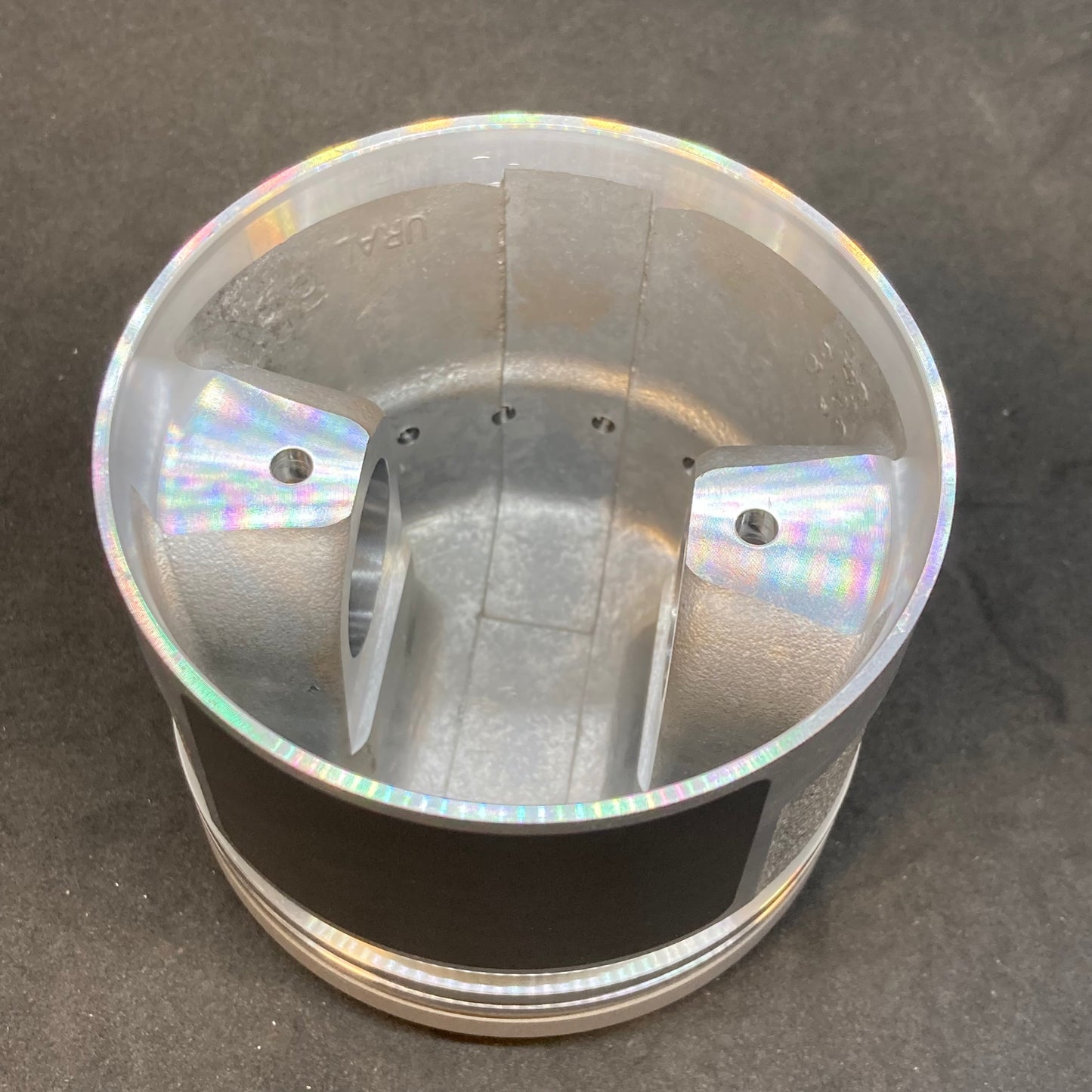 Piston with piston pin and retaining rings